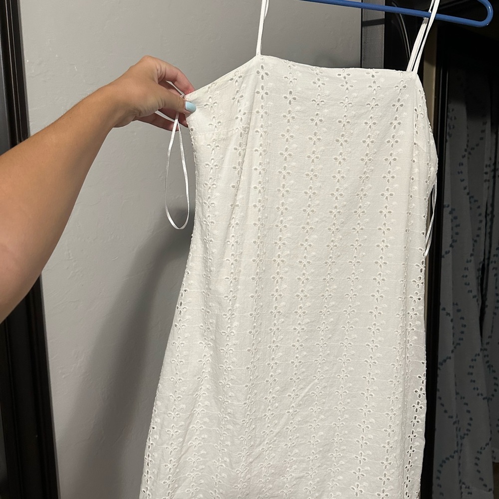 Miami White Strapless Eyelet Dress